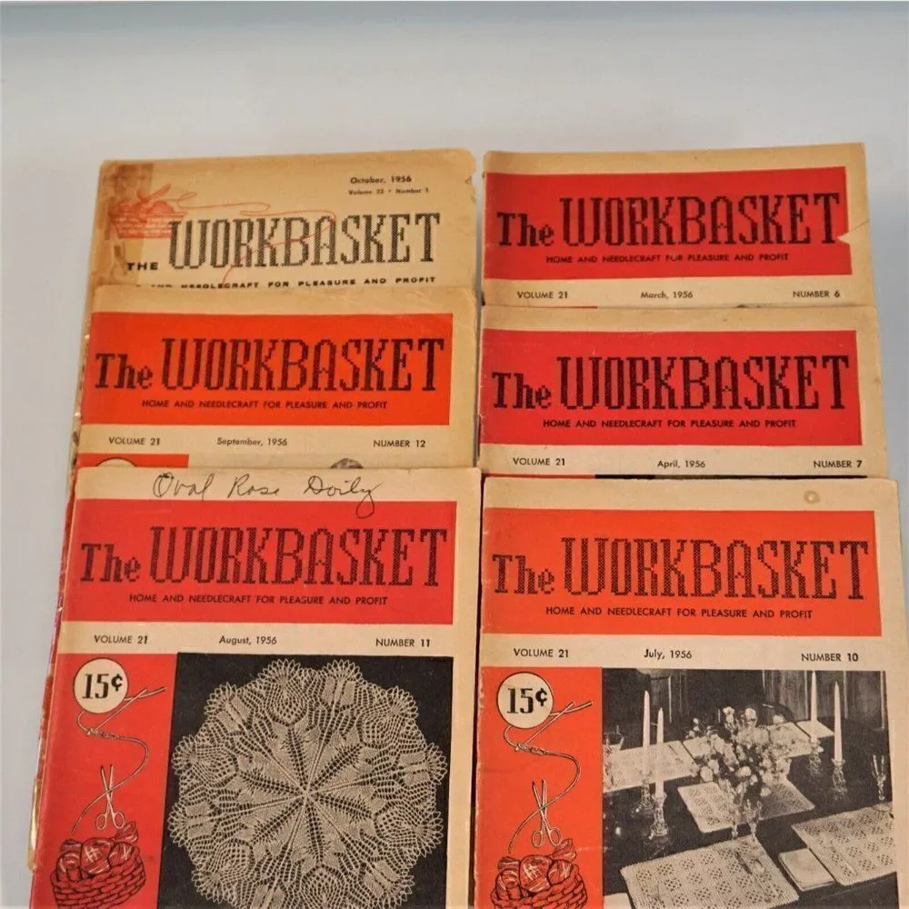 6 Issues The Workbasket Magazine 1956 Vintage Publication Home and Needlecraft